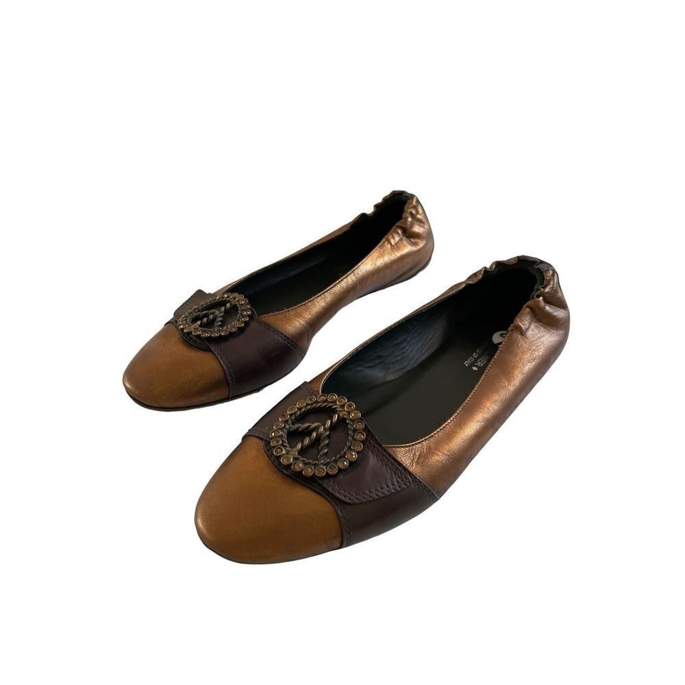 Donald Pliner Womens Bronze Haley Metallic Ballet Flats Peace Couture Shoes 9